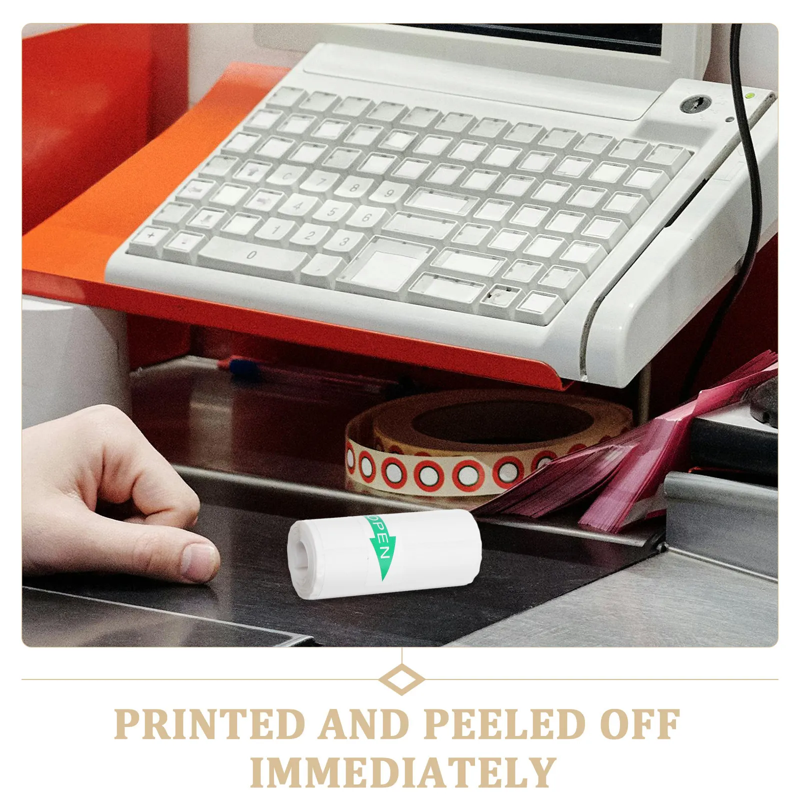 5 Rolls Thermal Printing Paper Card Machine Paper Rolls Self-Adhesive Sticker for Supermarket Cash Register Till Roll