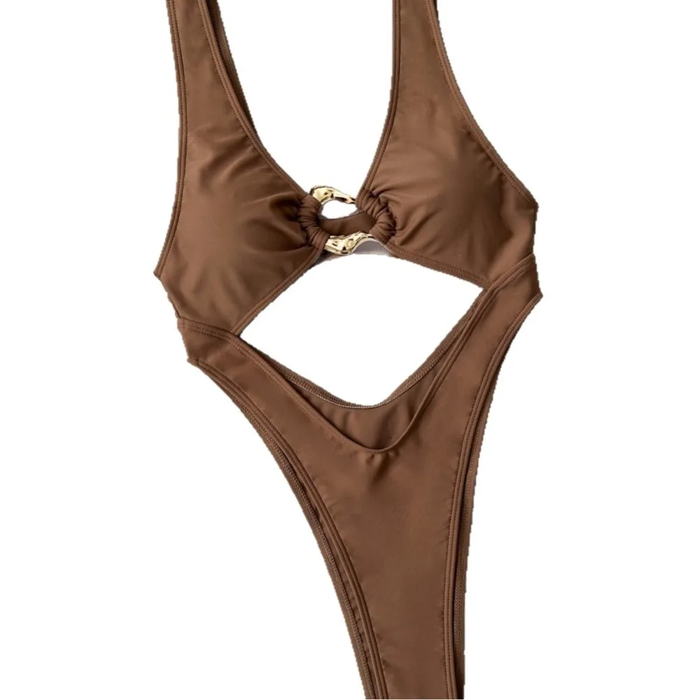 Vintage Sexy Solid Color One Piece Bikini Swimsuit For Women Retro Monokini Bathing Suit Female Beachwear Brazilian One Piece Sw