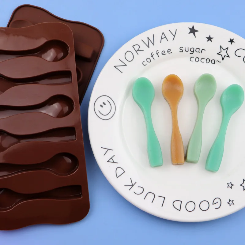 Silicone chocolate mold with 6 spoons and spoons, ice tray mold, food grade material, easy to demould