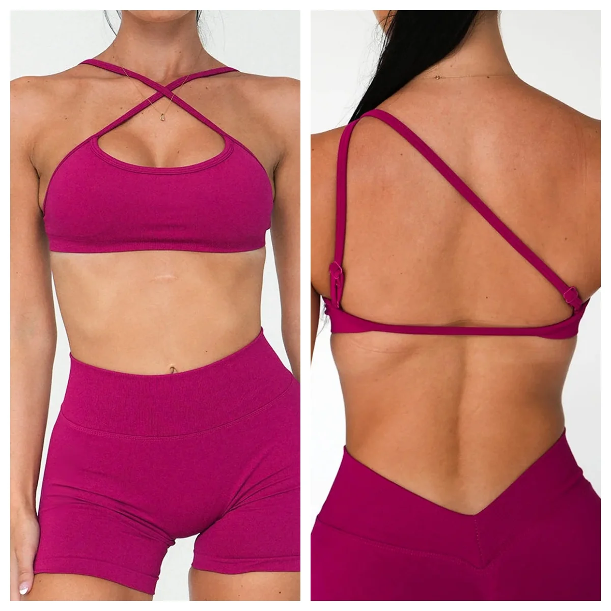Sexy Spaghetti Strap Sports Bra for Women with Padded Push-Up Fitness Vest Quick-Drying Yoga Top