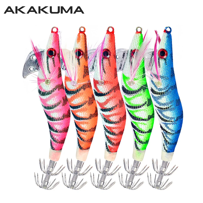 5 Stücke Angeln Locken 8 cm/10 cm/12 cm Leucht Tintenfisch Jig Angeln Holz Garnelen Köder Tintenfisch tintenfisch Jig Köder Köder Angeln Zubehör