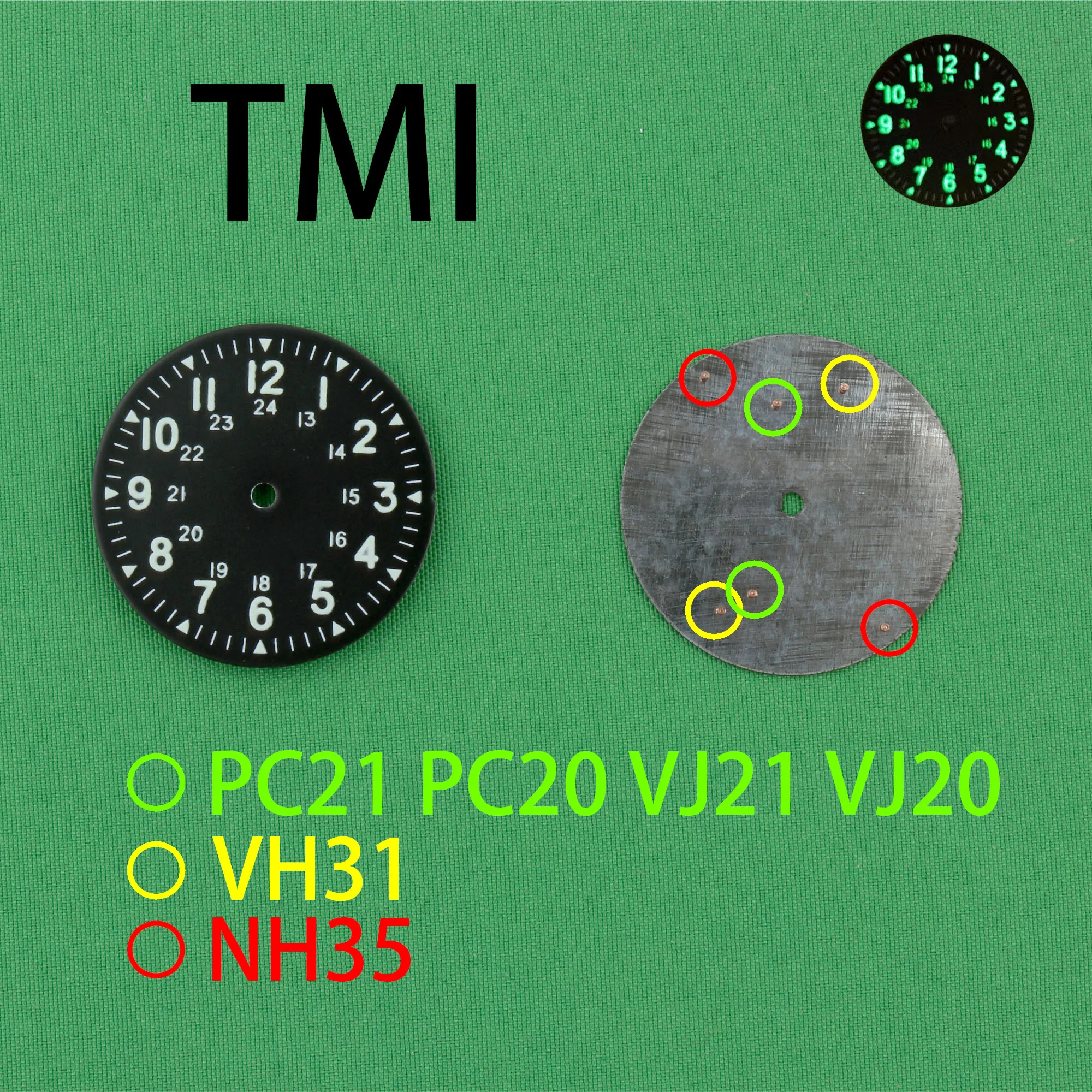 TMI Multiple movements Multiple movements share a common dialshare a common dial NH35 dial pc21 dial vj20 vj21 dial vh31 dial