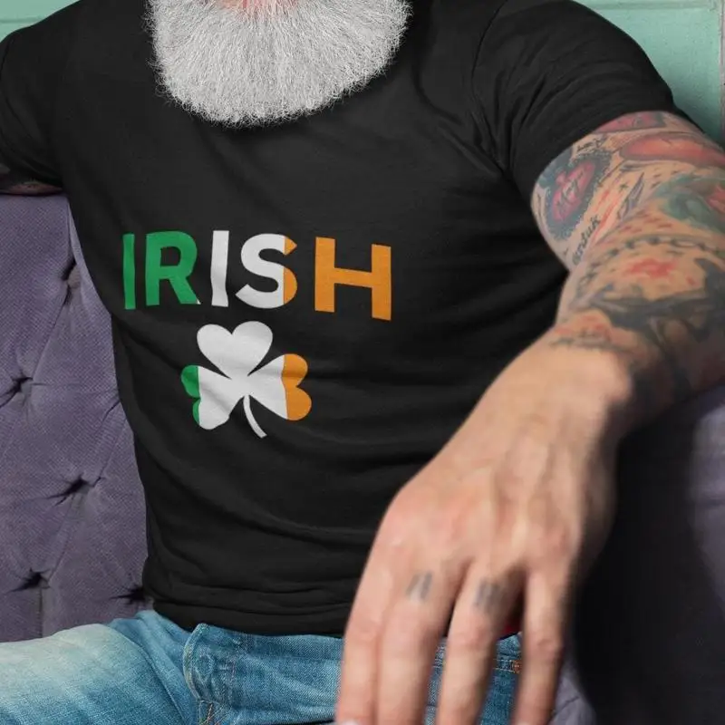 

Футболка с флагом ирландского клевера, окрашенная одежда на день Святого Патрика, месяц наследия, топ