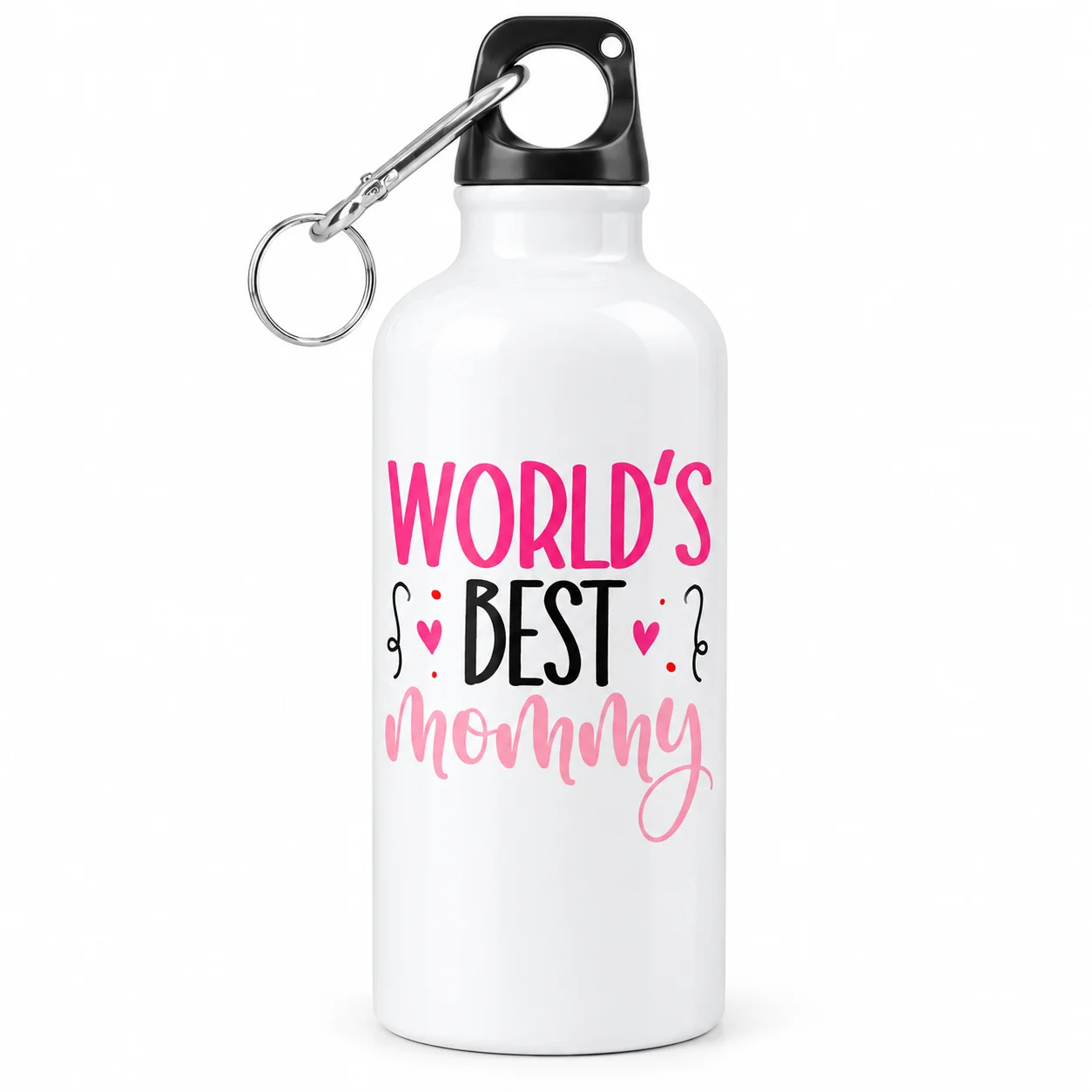 World's Best Mommy Sublimation Aluminum Water Bottle, Portable Leakproof Water Flask with Carabiner Clip, Mother’s Day Birthday