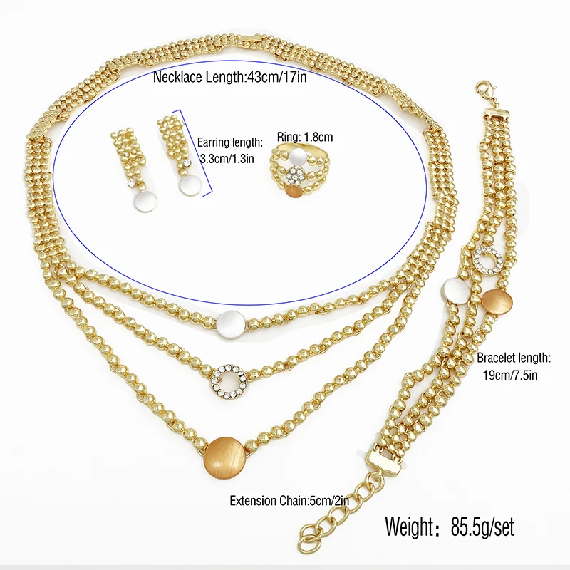 Italian Jewelry Set For Women Luxury Dubai Jewelry Necklace Bracelet Earrings Ring Party Wedding Gift Fashion Jewelry Set image 2