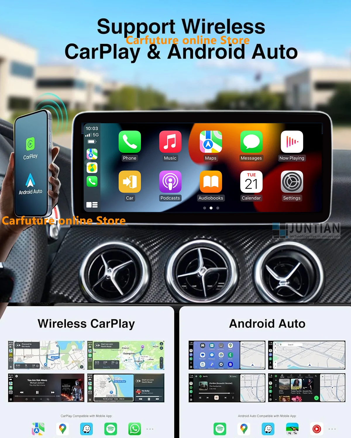 Android 14 Qualcomm For Mercedes Benz GLA X156 GLA200 2013-2018 Car Radio CarPlay Stereo GPS Navigation Multimedia PlayerScreen