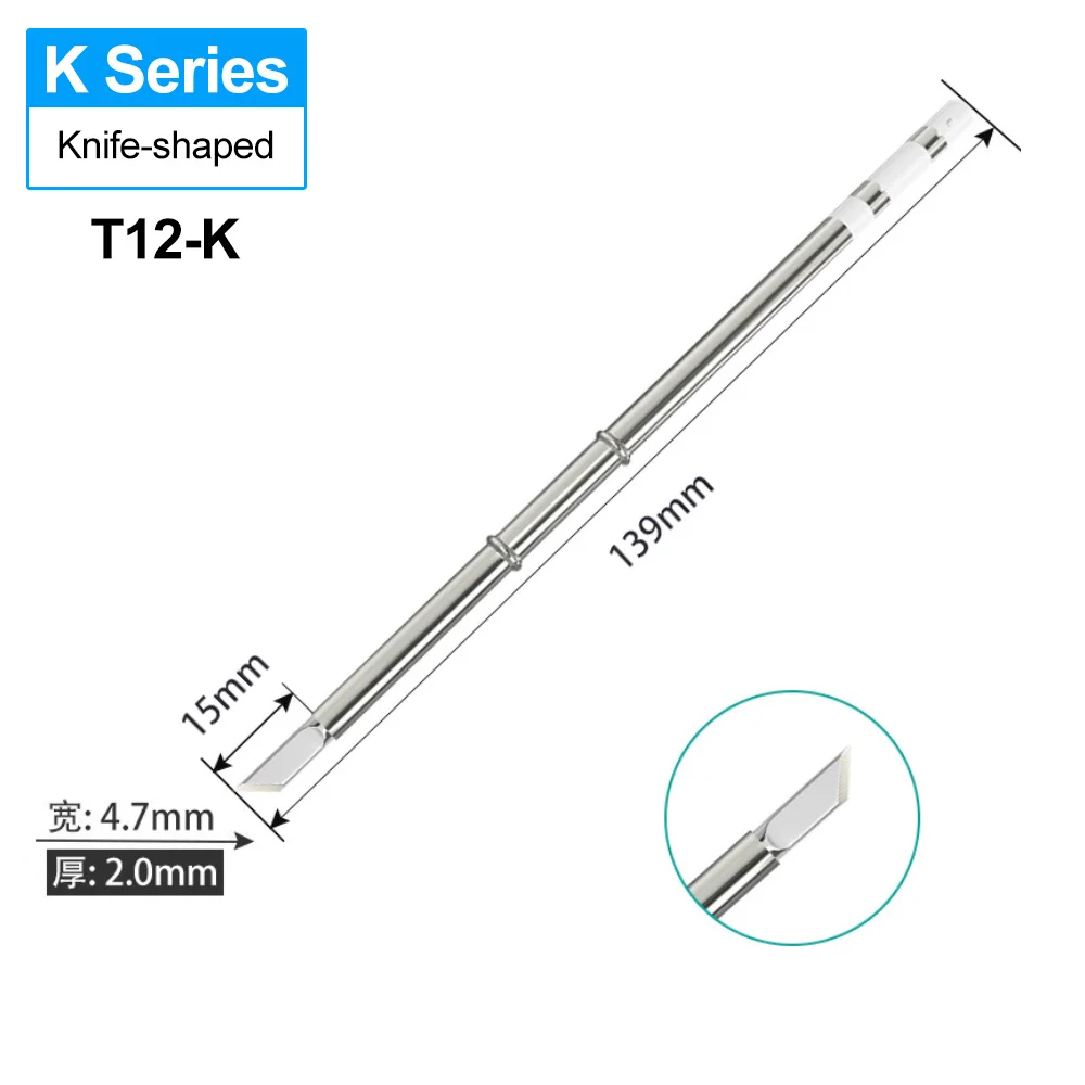 T12-K KU KR KL KF Knife-Shaped T12 Soldering Tips Set Compatible with Hakko T12 FX951 FX950 FM203 Welding Station