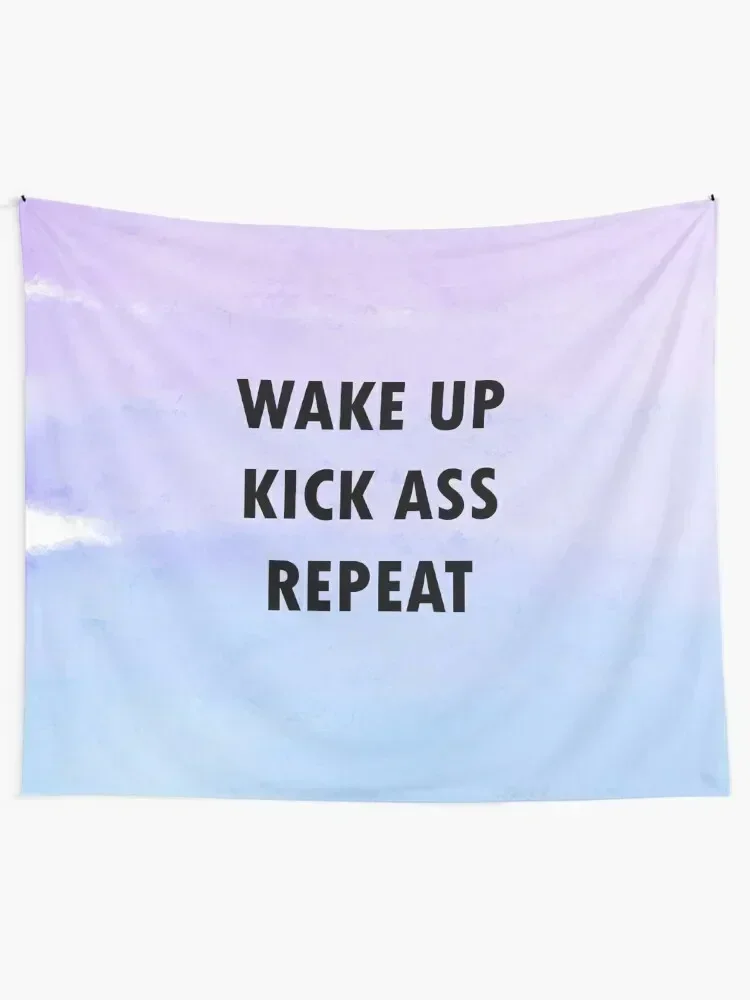 Wake up. Kick ass. Repeat Tapestry Anime Decor Room Decoration Korean Style Tapestry