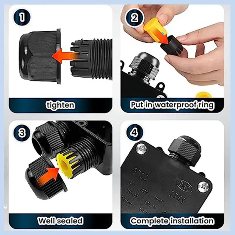 

MLGB-4Pcs Водонепроницаемая распределительная коробка IP68 Внешняя водонепроницаемая 3-контактная электрическая распределительная коробка для провода диаметром 5 мм-15 мм