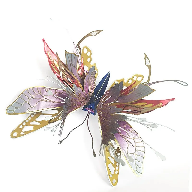 Puzzle 3D en métal papillon coloré, bricolage, Animal exquis, modèle d'assemblage d'insecte papillon, Kits de découpe Laser, jouets