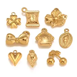 3Pcs Conch Shell/Sunflower/Balloon Heart/Sweet Candy Charm No Fade Exquisite Stainless Steel Pendant DIY Necklace Jewelry Making