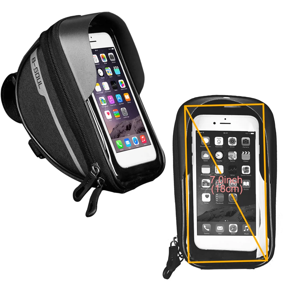 Bicycle Frame Front Top Tube Bike Bag Handlebar Cell Mobile Phone Bag Waterproof Touch Screen Phone Holder Cycling Accessories