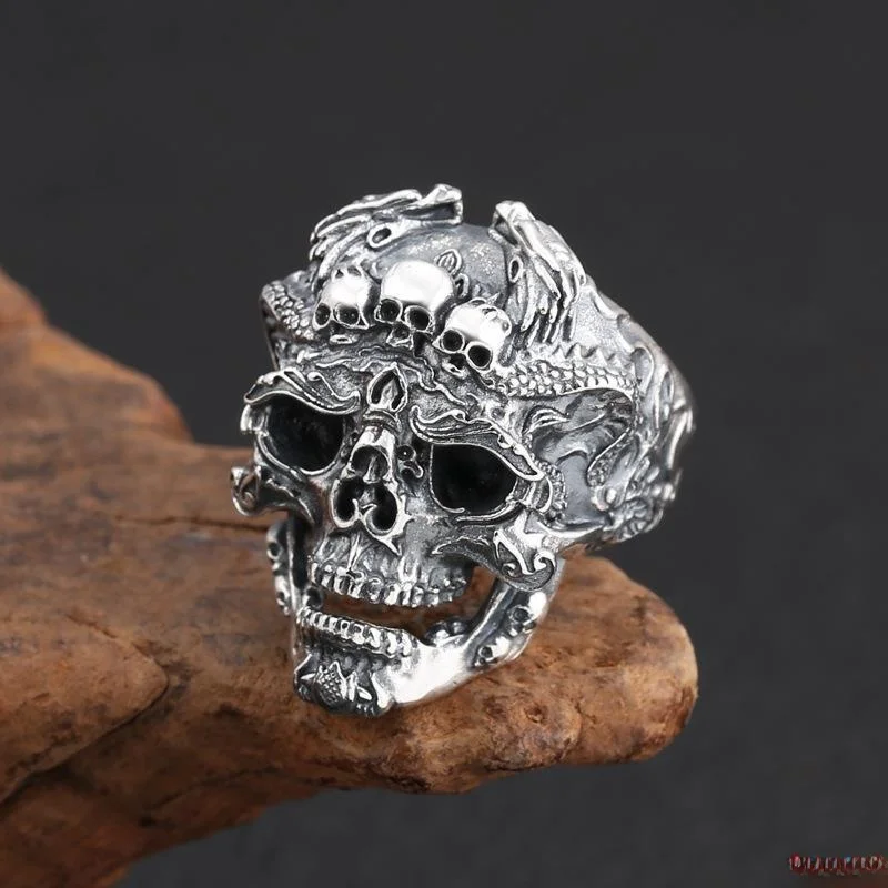 

Gothic Punk Men's k Sle Exaggerated Skull Ring Attractive Faionable Trendy M Hot S Retro Sle Finger Ring