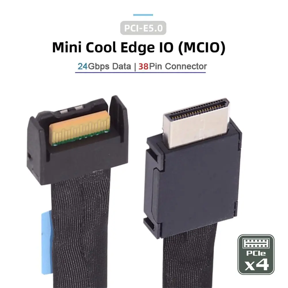 JonISerl PCI-E 5.0 Mini Cool Edge IO MCIO PCI-E 4i 38Pin Male to SFF-8654 /SFF-8611/MCIO 4i SFF-TA-1016 Extender Cable