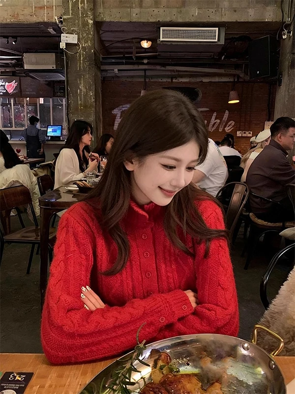 Cozy Knitted High Collar Sweater Women's Sle Winter New Arrival Floral Twist Long Sve Warm Top Vintage Slim Fit Pullover