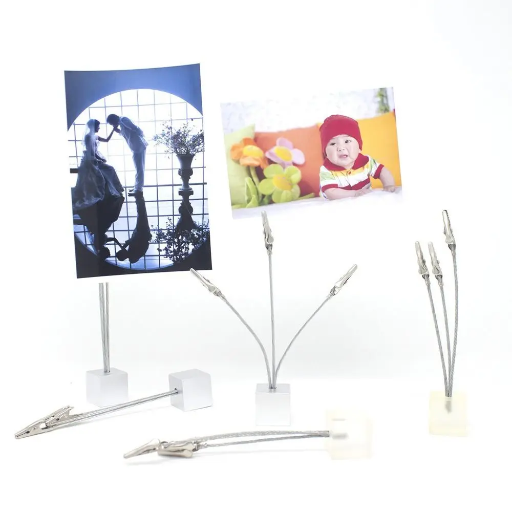 5PCS New Flexible Hose Alligator Clip Three Head Multifunction Desktop Notes Clamp Name Card Holder Office