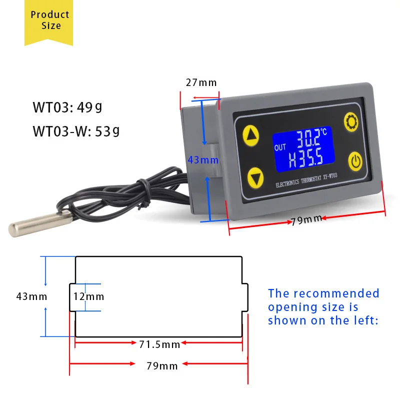 Digital WIFI Remote Temperature Controller Module Heating Cooling Thermostat DC 6-30V Modbus High/Low Alarm Cloud Record
