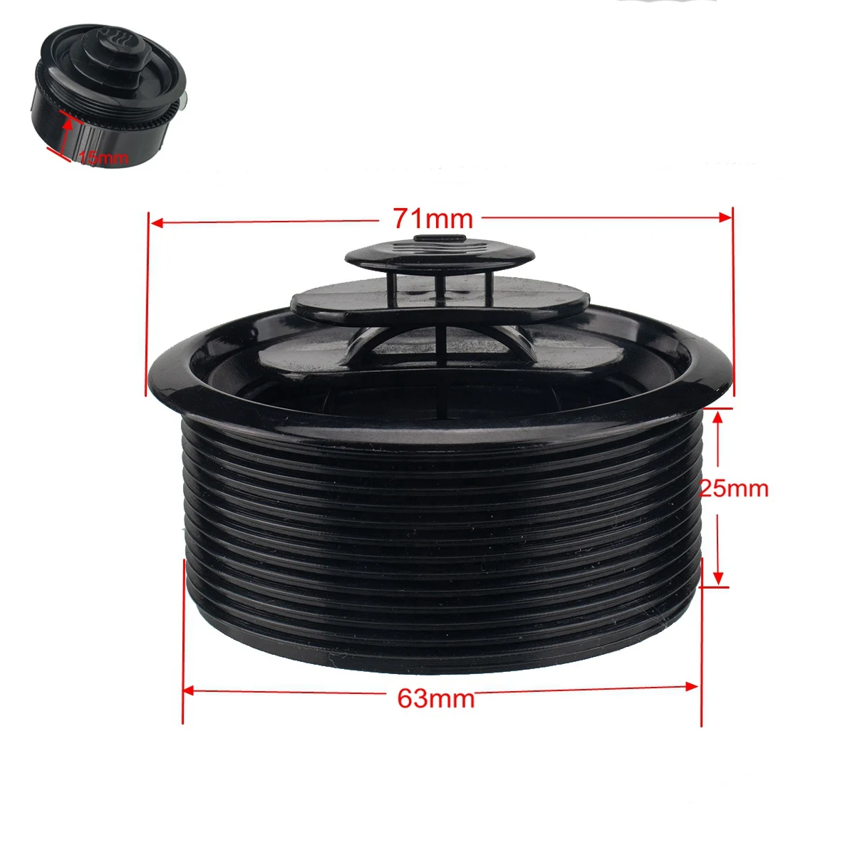 Universal Spherical Air Vane Round A/C Air Conditioning Outlet Vent for RV Bus Car (Φ71/63/25mm)