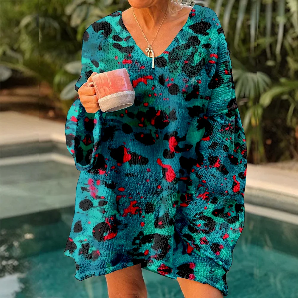 

Осень-зима вязаные свитера с леопардовым принтом женские свитера большого размера 2025 легкий пуловер модные мягкие джемперы Y2k для девочек