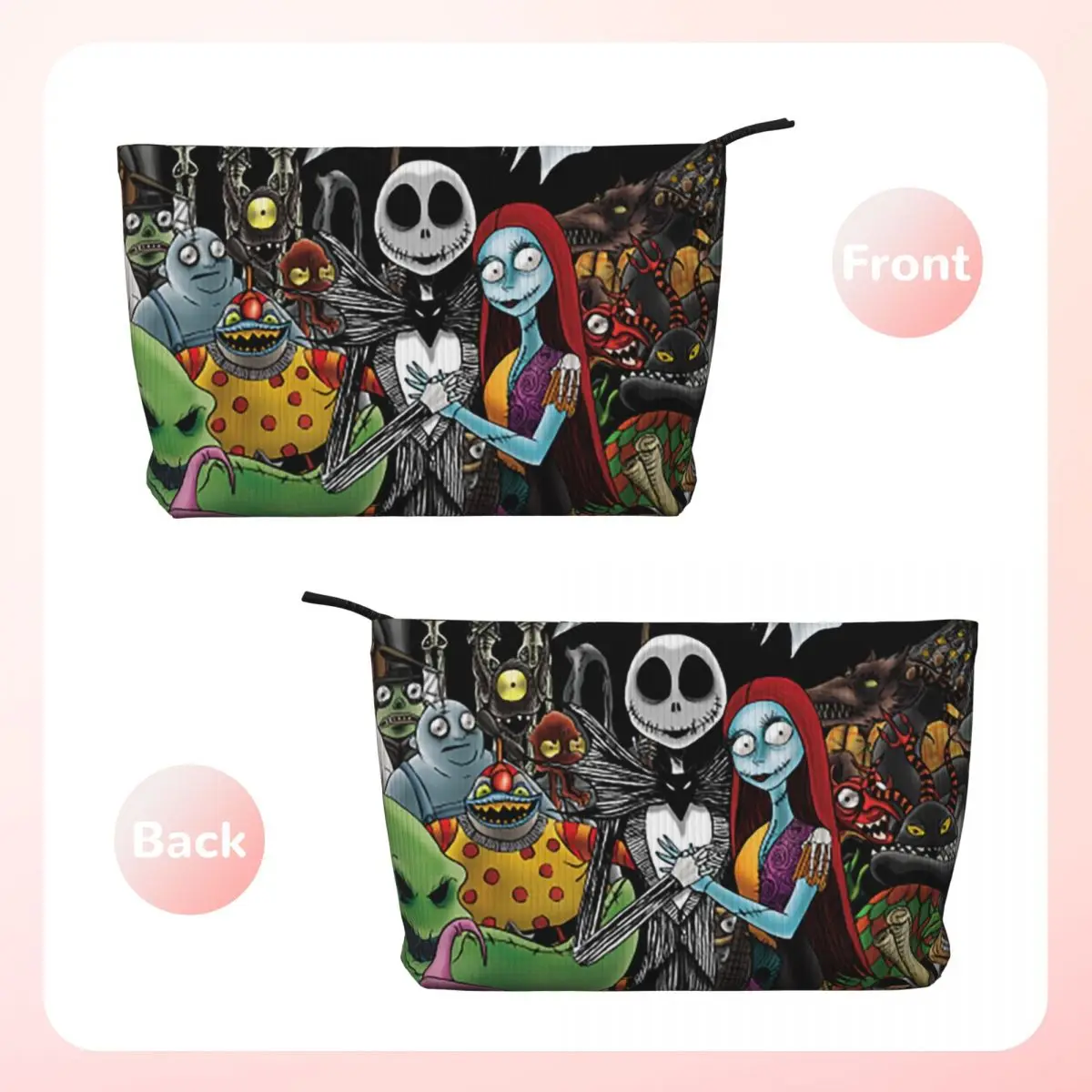 Custom Nightmare Before Christmas Travel Toiletry Bag Women Corduroy Halloween Jack Sally Makeup Cosmetic Bag Storage Dopp Kit