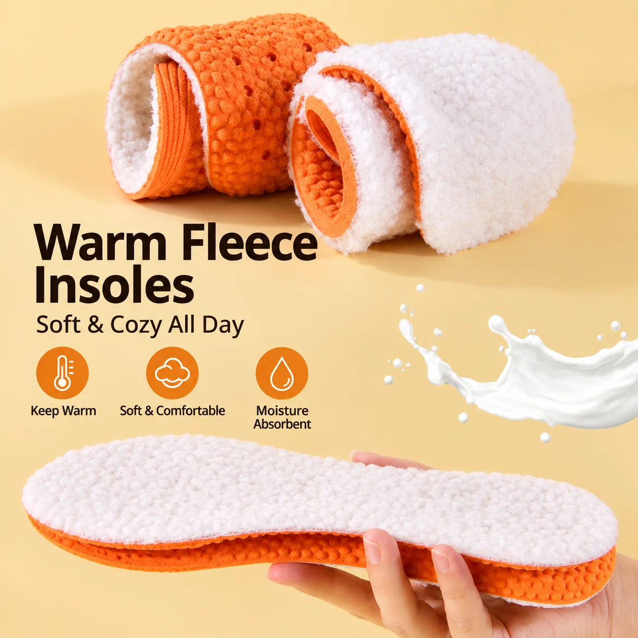 Winter Warm Fleece Insoles Thick Soft Shoe Inserts Cozy Foot Warmers for Men Women Boots Sneakers