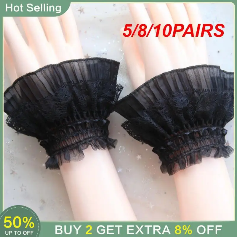 5/8/10PAIRS Wristband Decoration Fashion Versatile Two Colors Spare Cuff Clothing Accessories Floral Lace Cute And Playful