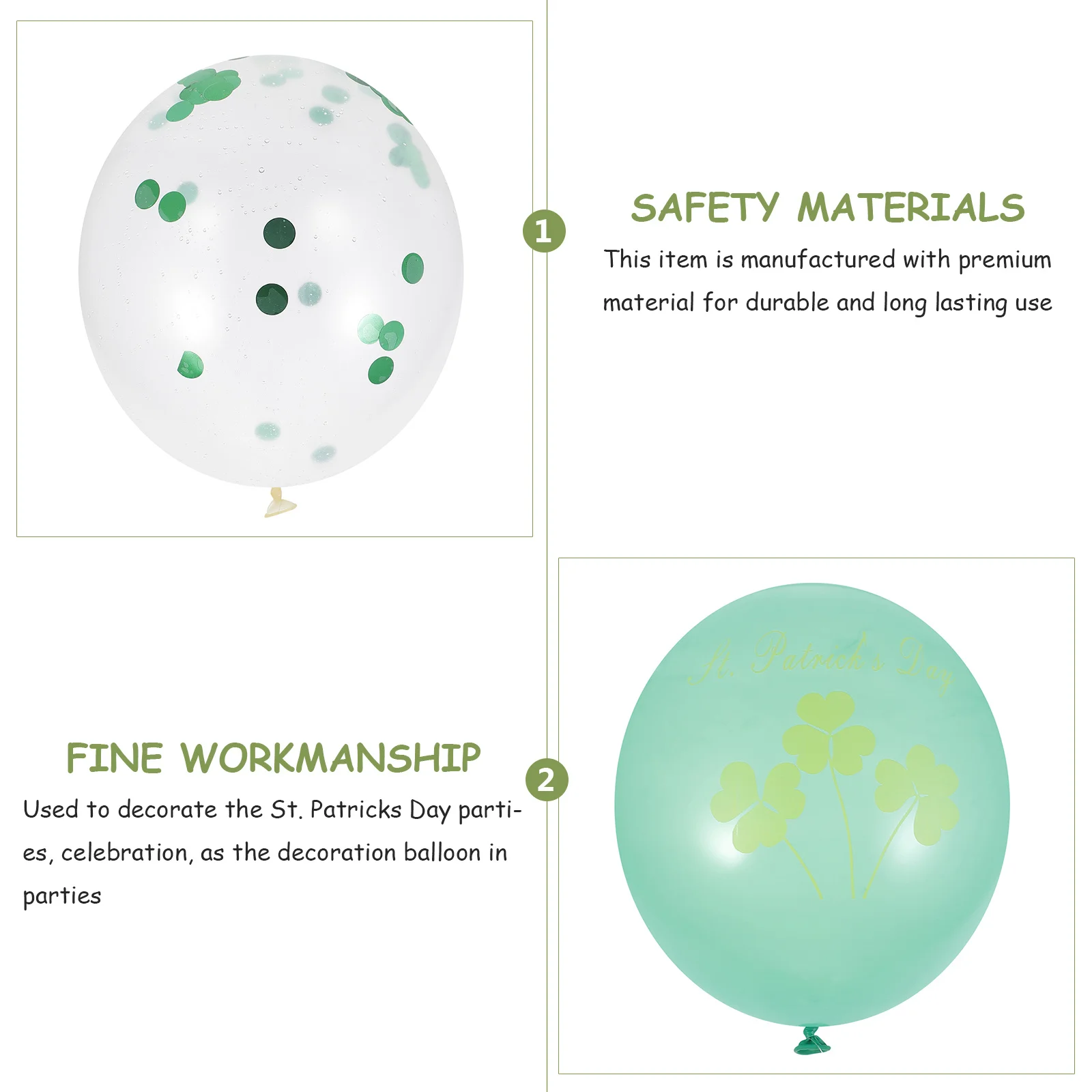 

20Pcs Decorative Balloons Confetti Kit Green Confetti Filled Latex Balloons Creative Letter Design for St Patricks Day Party