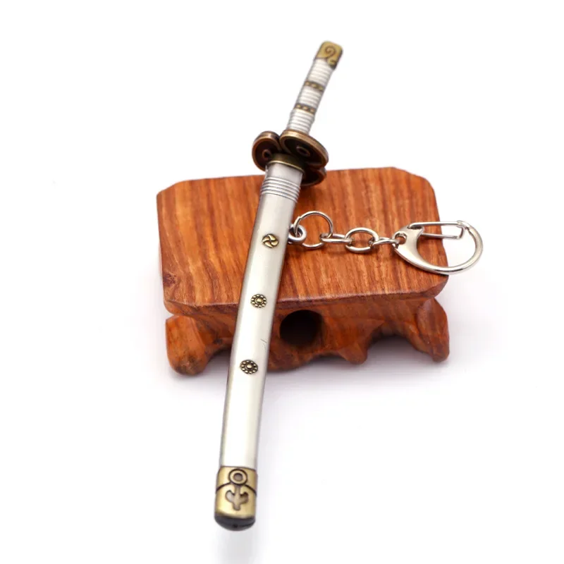 Anime One Piece Zoro Weapon Keychain for Car Keys Ring Cartoon Kitetsu Yama Katana Metal Model Key Chain Toys for Children Gift