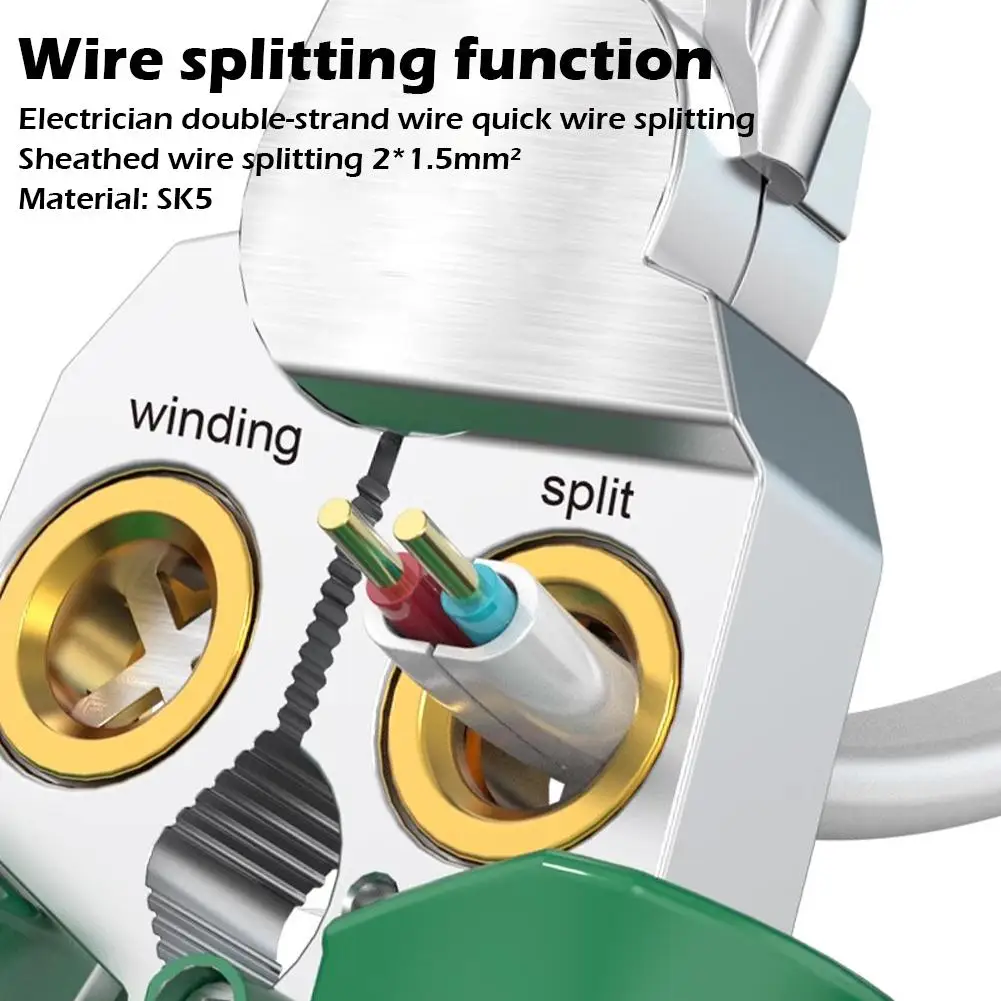 8 In 1 Wire Stripper Stainless Steel Electrician Clamper Cable Multi Function Cutter Wire Crimping Plier Splitting Winding Plier