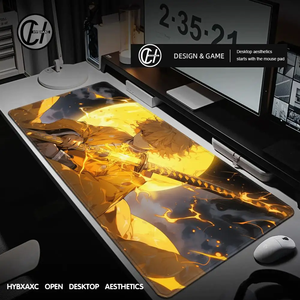 

Mouse Pad Laptop Gaming Accessories Keyboard Rug Japan Anime D-demon Slayer Mousepad PC Zenitsu Black And White Manga Desk Mat