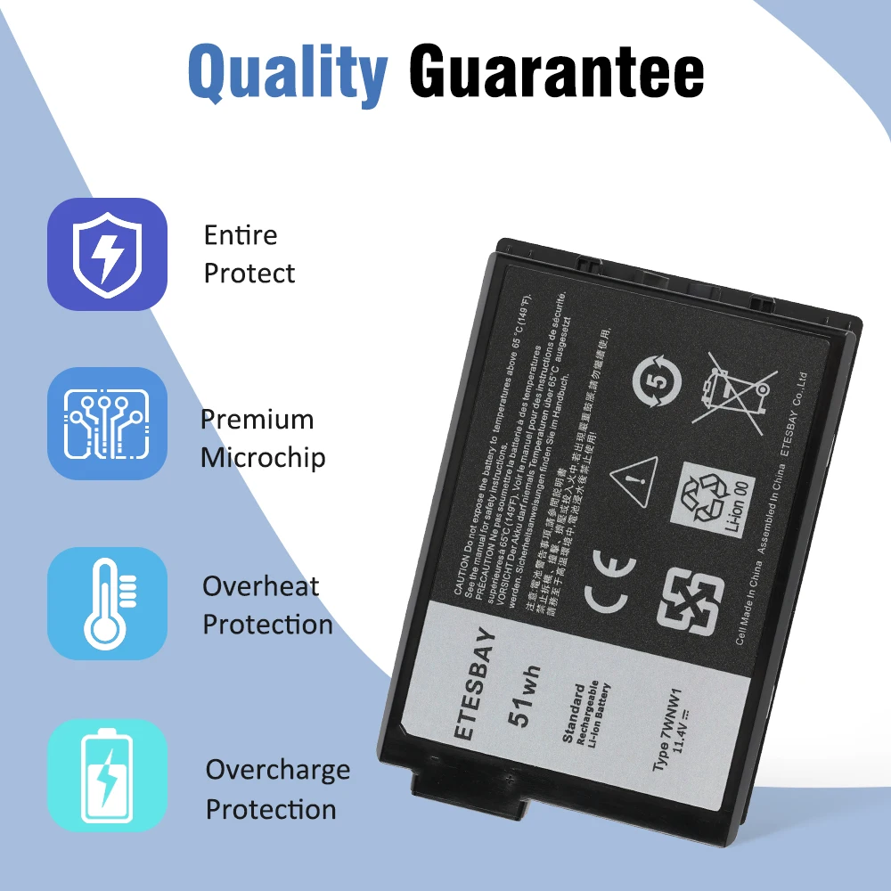 ETESBAY 7WNW1 Laptop Battery Replacement FOR Dell Latitude 7424 5424 5420 Rugged Extreme Series Notebook P85G P86G DMF8C 0DMF8C