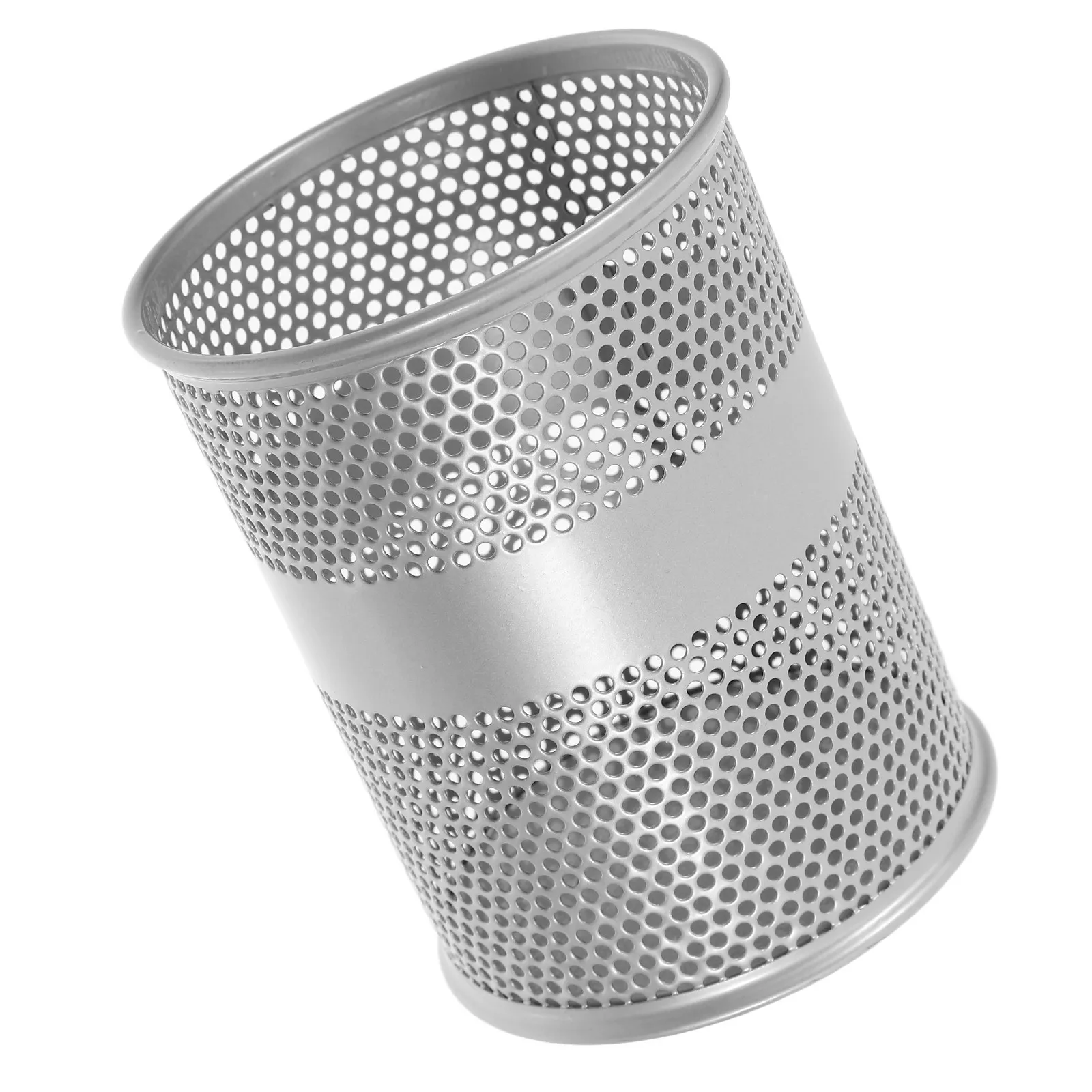 Sturdy Metal Pen Holder with Stable Base Smooth Surface Grid Design for Desk Office Library Classroom Bedroom Pencil Cup Pen