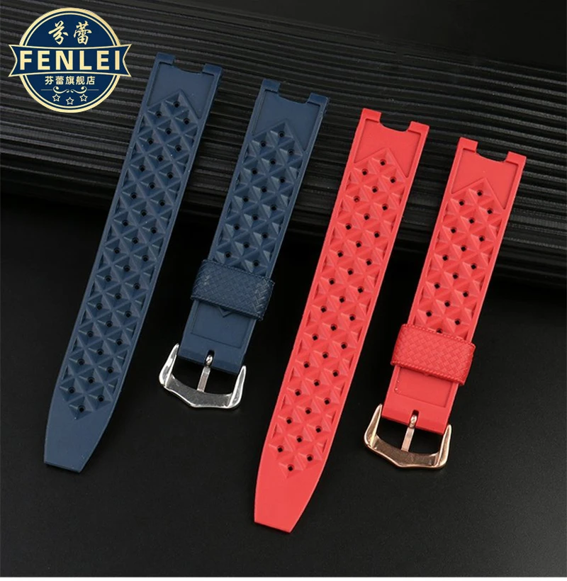 For Cartier Pasha Watchband notch Wristband Rubber watch strap W3109151 W3018651 men women Stomata Silicone Bracelet 20*10MM 12
