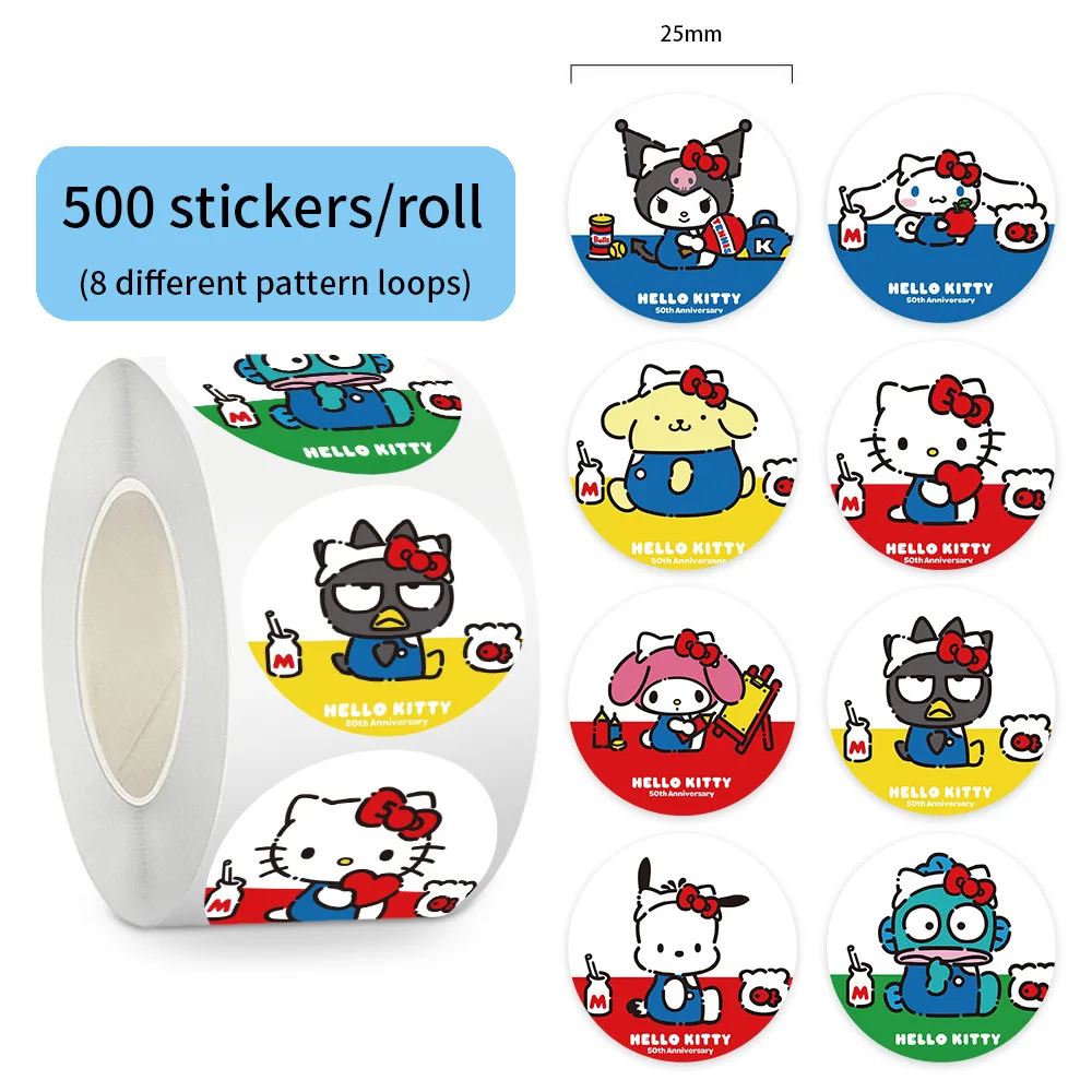 500 Stück niedliche Hello Kitty My Melody Kuromi-Aufkleber, Sanrio-Belohnungsaufkleber, dekorative Aufkleber für Schülerhandbücher, Geschenkaufkleber für Kinder