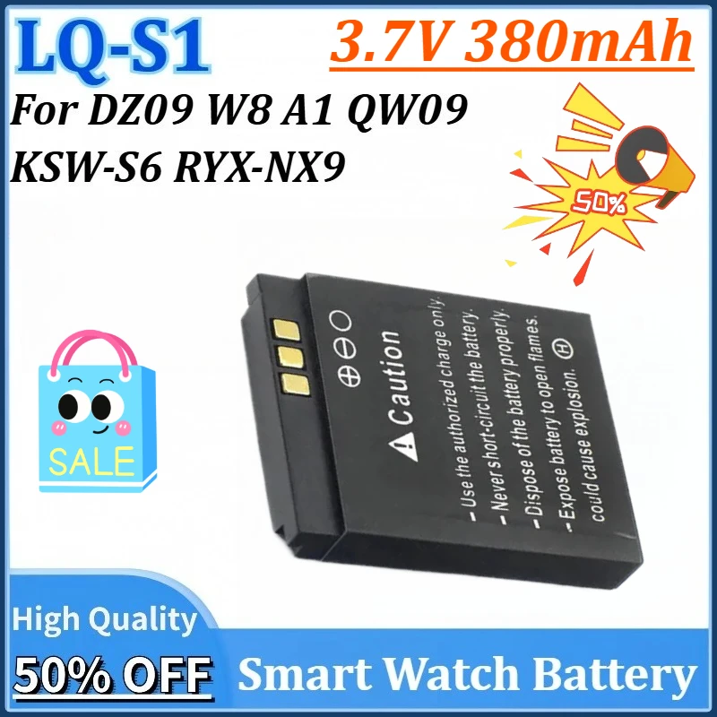 

New 3.7V 380mAh LQ-S1 LQS1 Smart Watch Battery for SmartWatch W8 A1 QW09 DZ09 KSW-S6 RYX-NX9 Rechargeable Lithium Battery