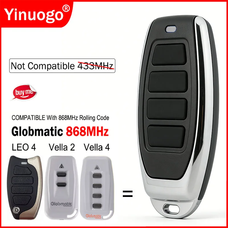 Globmatic 868MHz Vella2 Vella4 LEO 4 Garage Door / Gate Remote Control  Vella 2 4 Remote Control for Electric Gate Transmitter