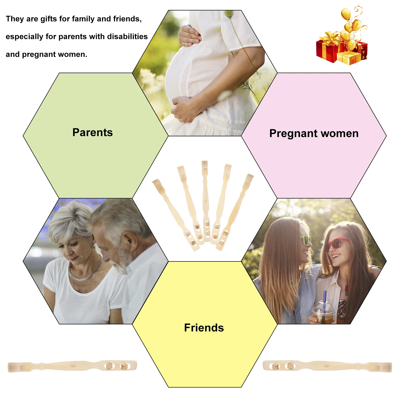 

5pcs Back Massagers Self-Massager Tools Body Massagers Yellow Portable Back Scratchers For All Ages