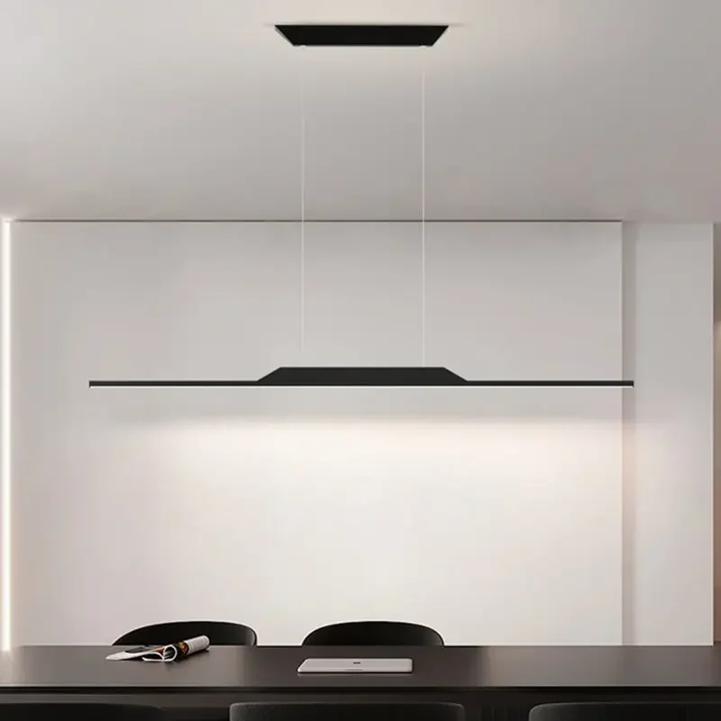 Simple Modern Dining Room Pendant Lights Word Long Strip Led Chandeliers Bar Lamp Table Kitchen Island Study Studio Lighting view 6