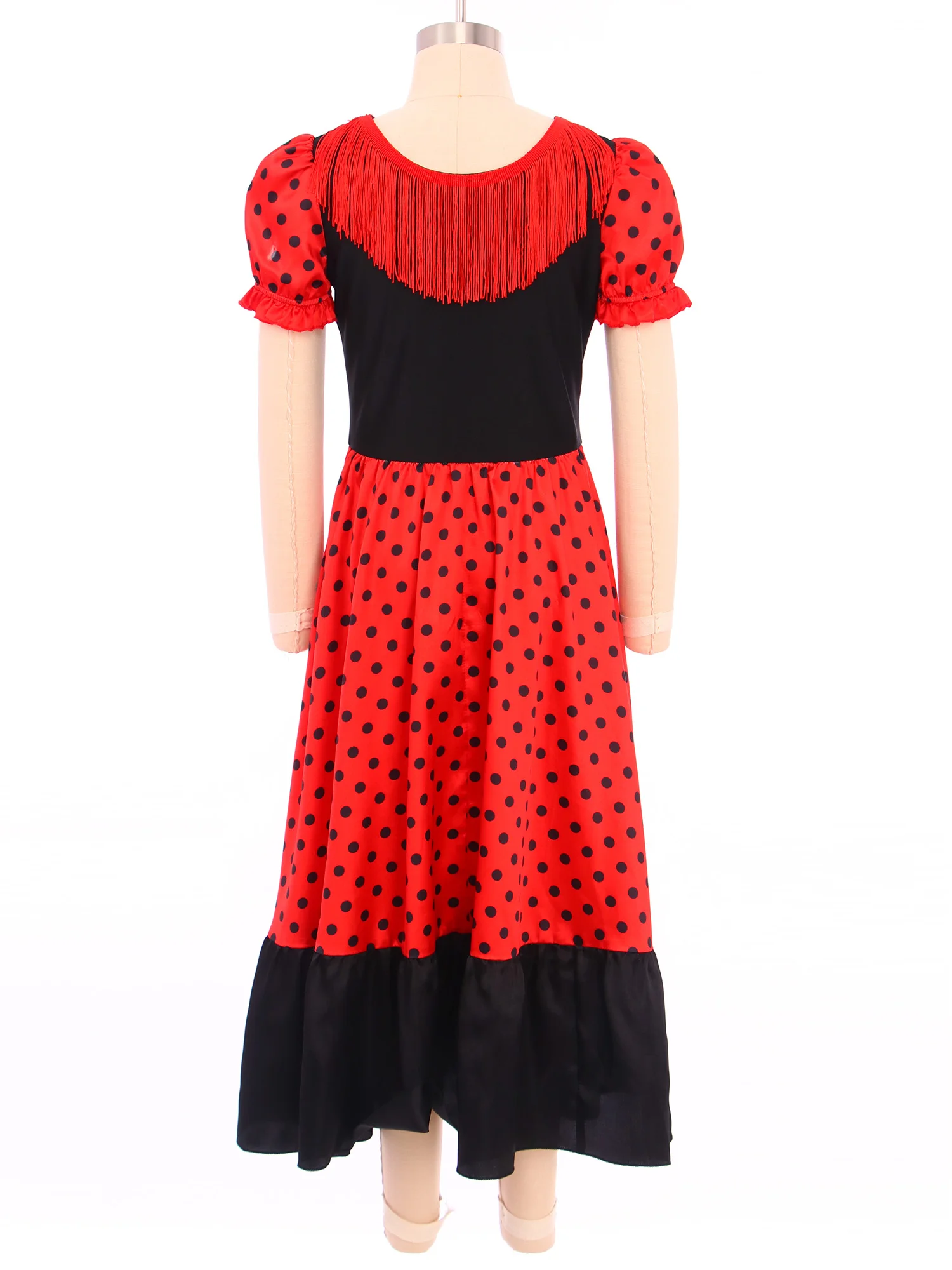 Vestido flamenco espanhol infantil, roupa de dança longa vermelha para salão de baile, estilo cigano, trajes de corrida de torre, roupas de halloween