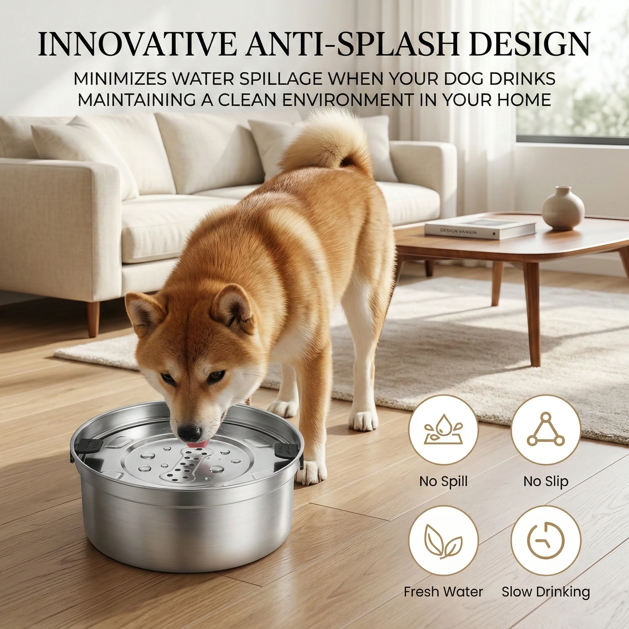 Edelstahl-Hundenapf, Rutschfester Trinknapf für Haustiere, Langsamtrinknapf, Schwimmnapf, Tragbarer Reisenapf für Hunde und Katzen – Detail 6