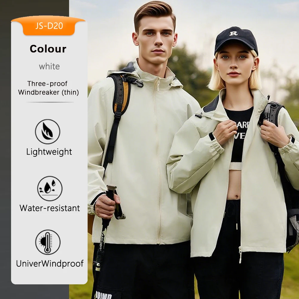 

Couple Windbreaker Jackets Men Women Hooded Coats Outdoor Lightweight Waterproof Breathable Autumn Winter Casual Long Sleeve Top