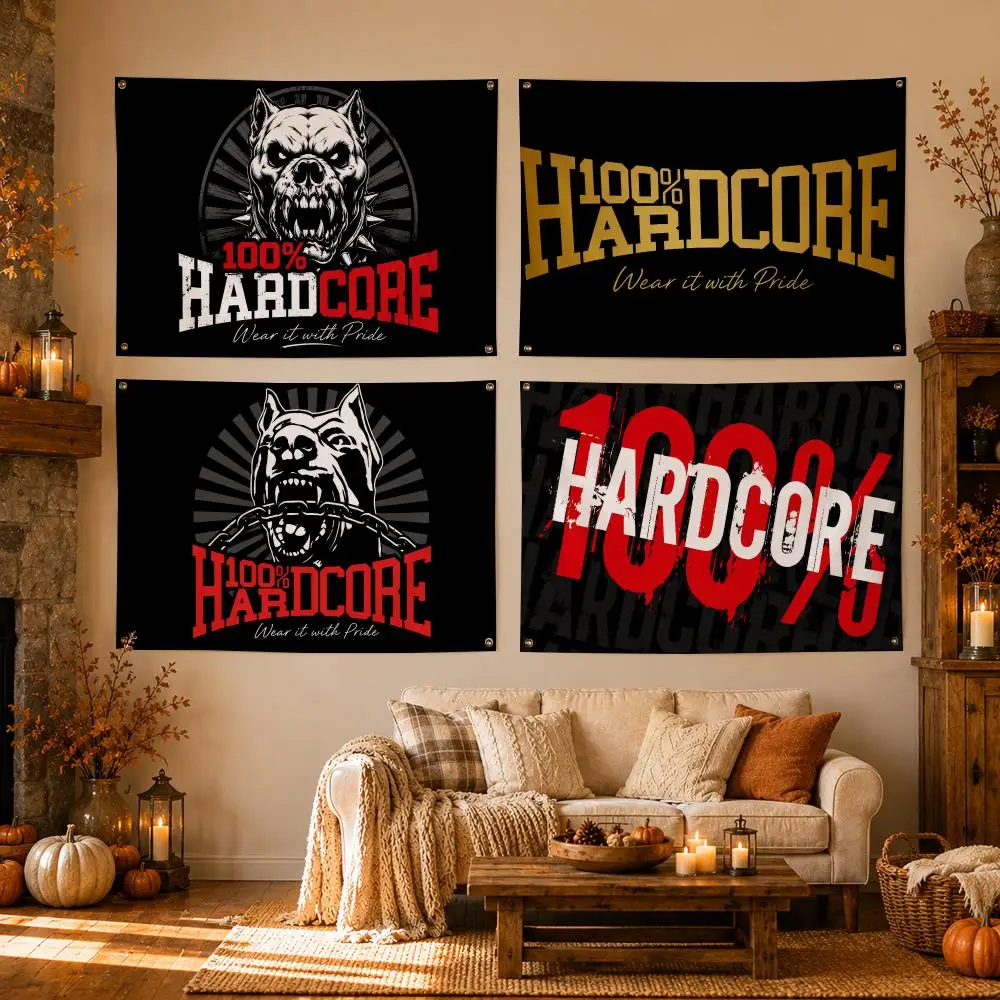 Brand 100% Hardcore Flags Flags for Room, Bedroom, Home, Outdoor, Wall Hanging, Concert Print, Art Banner