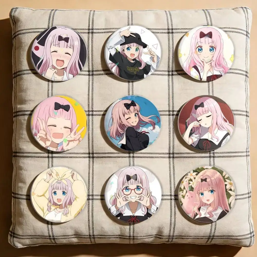 

Love Is War Chika Fujiwara Laser Badge Creative Pins Brooch for Bag Clothes Hat Decor Gifts Fans Collect