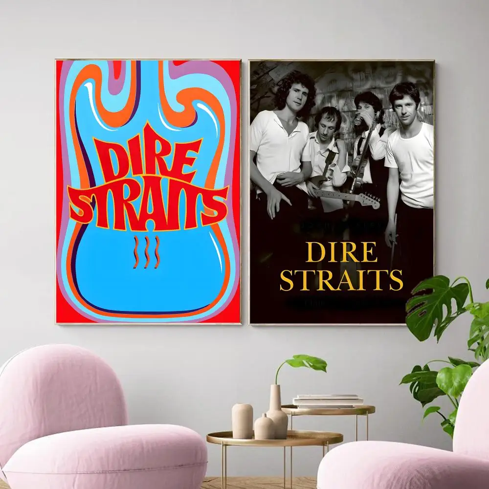 D-Dire S-Straits Singer Band Painting Calligraphy Canvas Poster Wall Art Aesthetic Home Decoration for Living Room