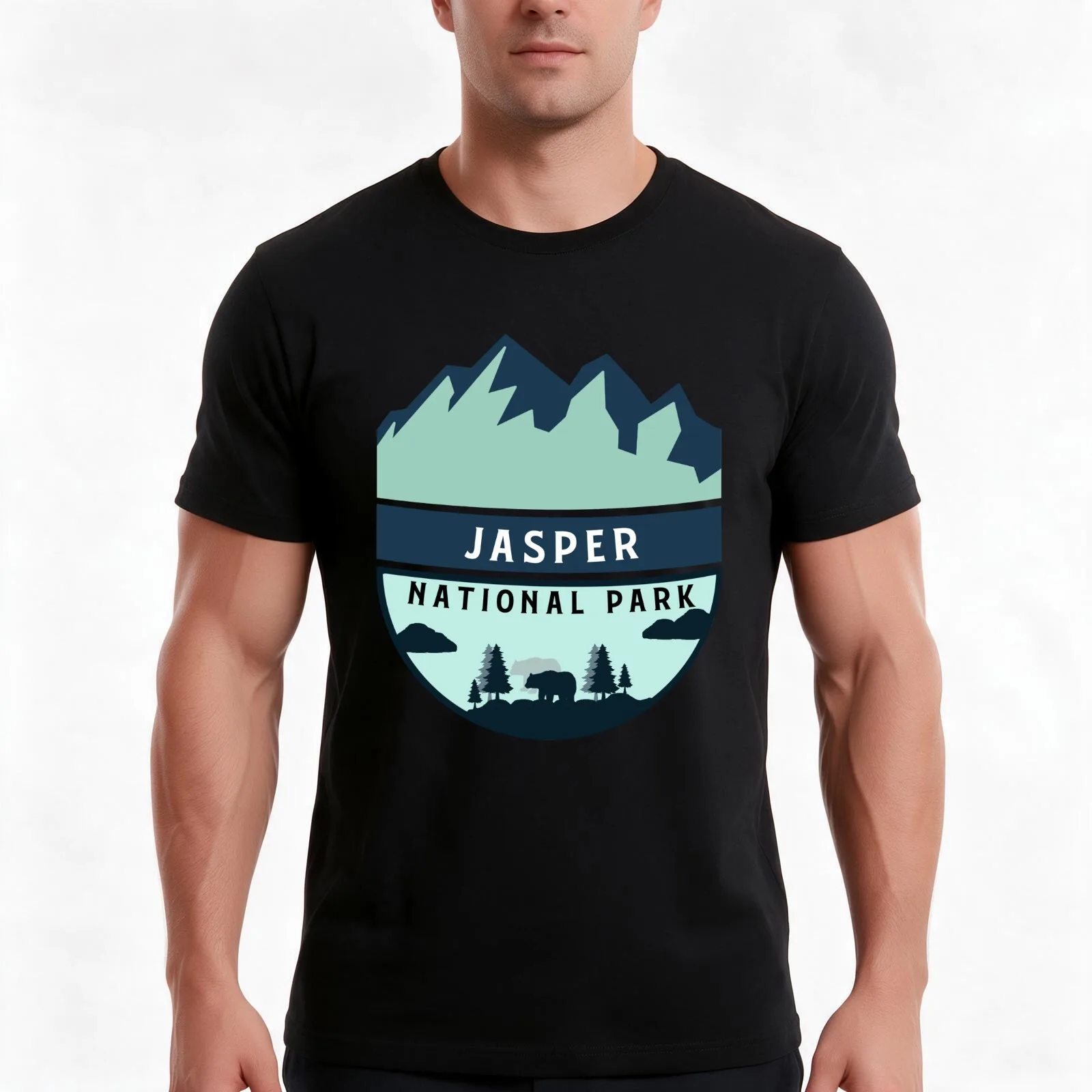 Jasper national park T-Shirt, Summer Casual Cotton Tee, Oversized Streetwear Tops, Vintage Graphic Print, Loose Fit Short Sleeve