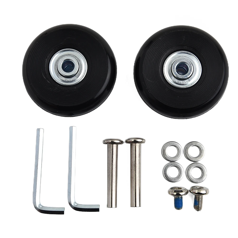 Luggage Wheel Repair Kit with Screws and Axles for Suitcase Replacement Rubber Tread with 21mm Outer Bearing Diameter