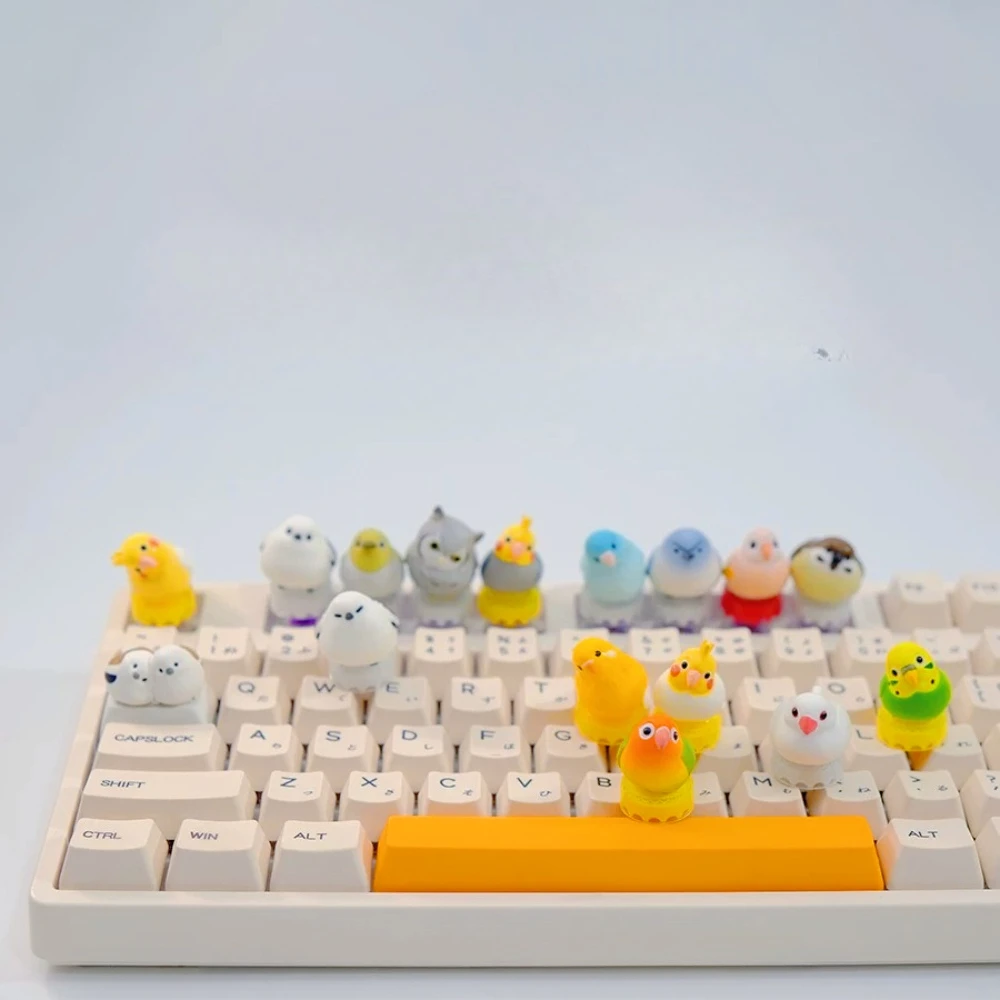 Cute Parrot Keycaps Custom PVC Artisan Point Keycap Cross Axis Bird Personalized Decorative Keyboard Ornament Gift Accessories