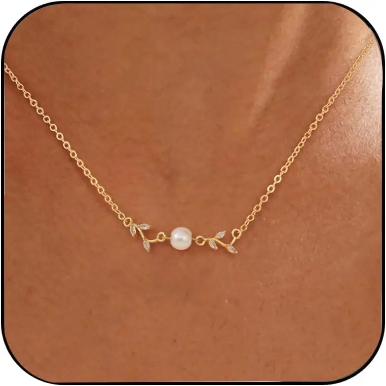 Colares de Pérolas para Mulheres, Colar Charmoso Banhado a Ouro 14K, Colar com Pingente de Pérola, Colares Dourados Delicados para Mulheres, Tendência em Joias