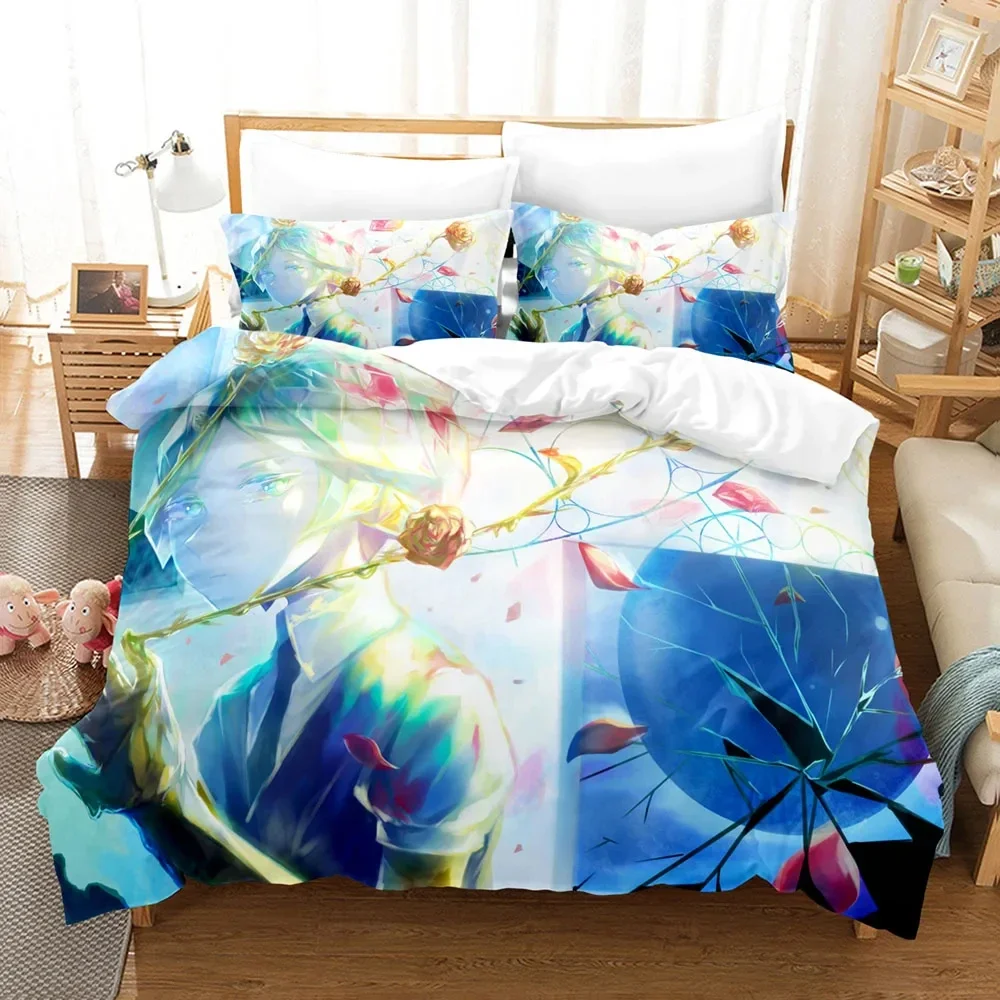 3D Print Anime Houseki no Kuni 2/3PCS Bedding Set Boys Girls Twin Queen Size Duvet Cover Pillowcase Bed Kids Adult Home Textile