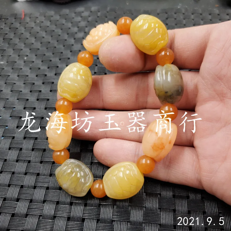 Jade Bracelet Xinjiang Hetian Jinsi Jade Shell of Turtle Bracelet Quartz Rock Jade Turtle Bracelet Retro Jade Bracelet Bracelet